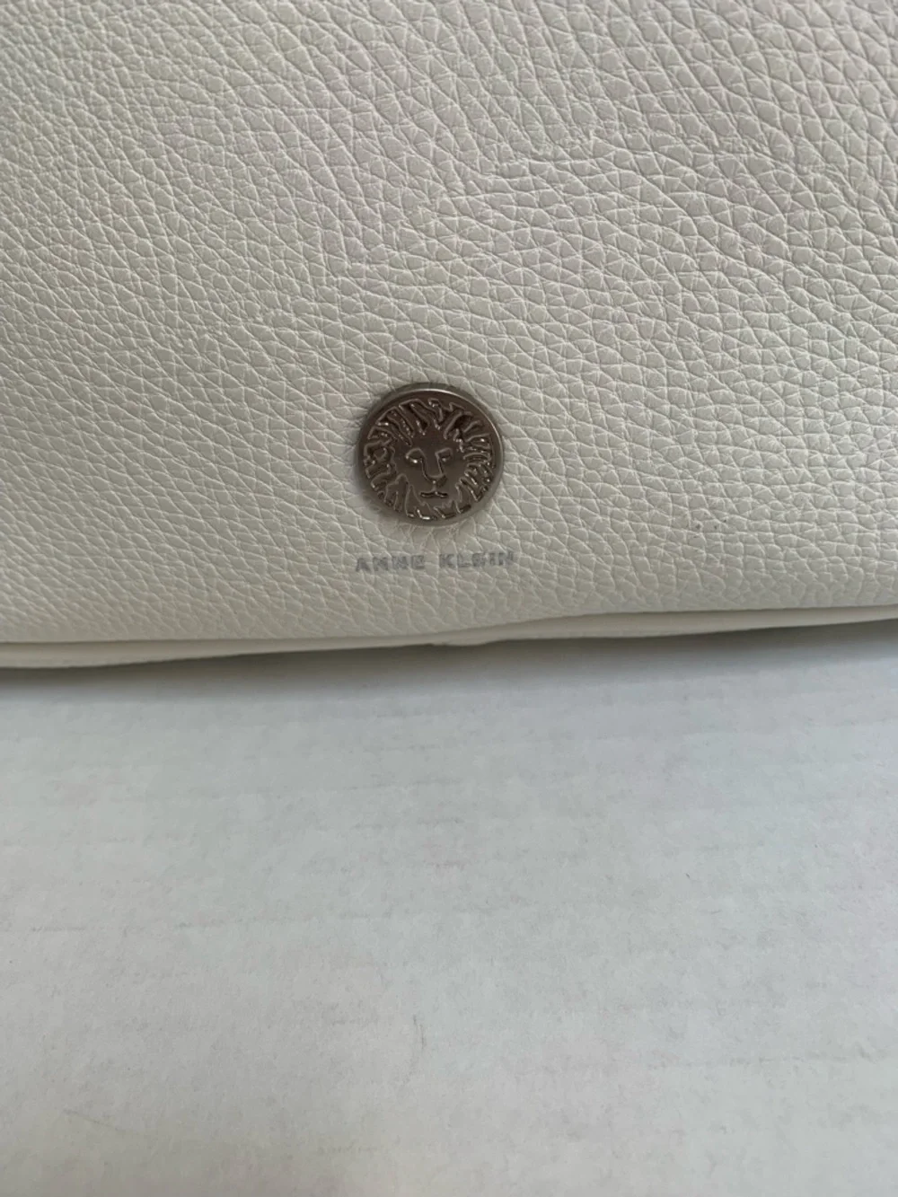 Anne Klein Ivory Pebbled Faux Leather Shoulder Bag